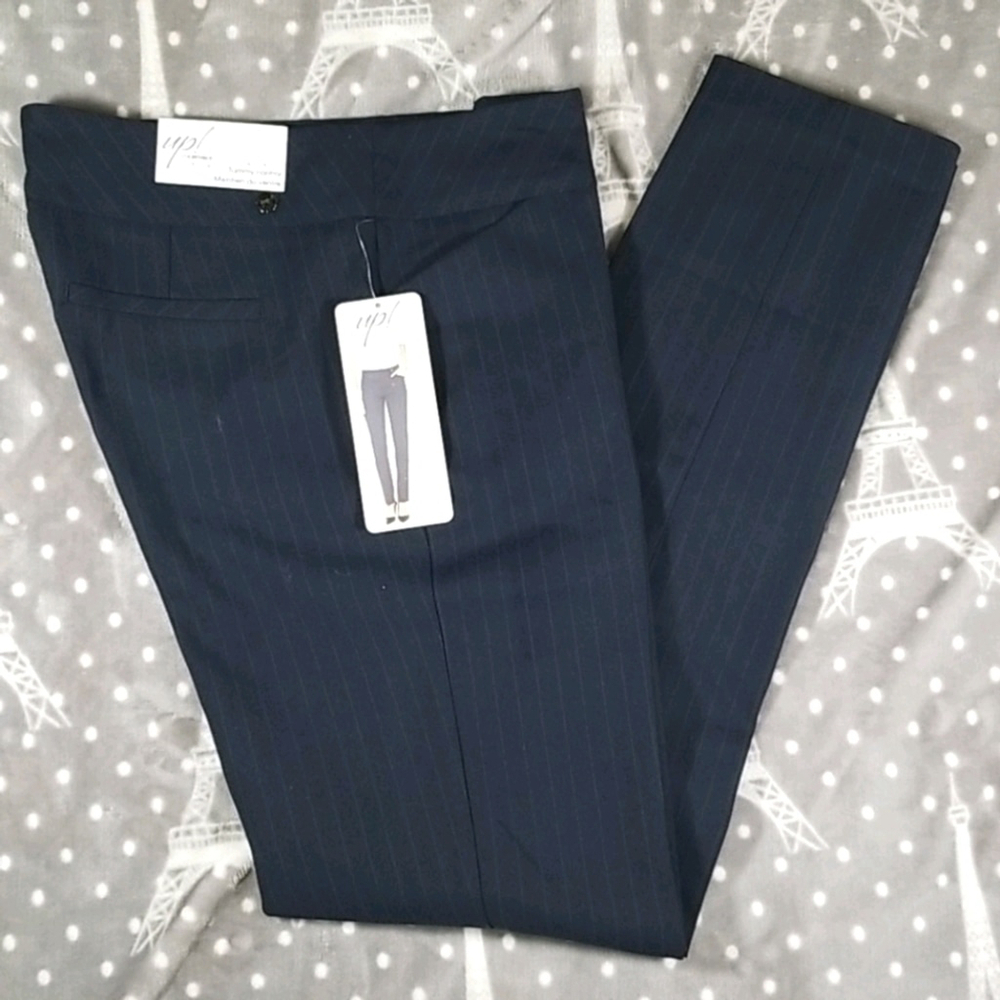 UP! Thin Credible! Women's Dress Pants Size 4 Pull On Blue Straight Leg
